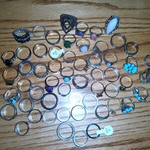 Elegant Silver and Gemstone Ring Set